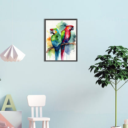 Watercolor Parrot - Full Round Drill Diamond Painting 30*40CM