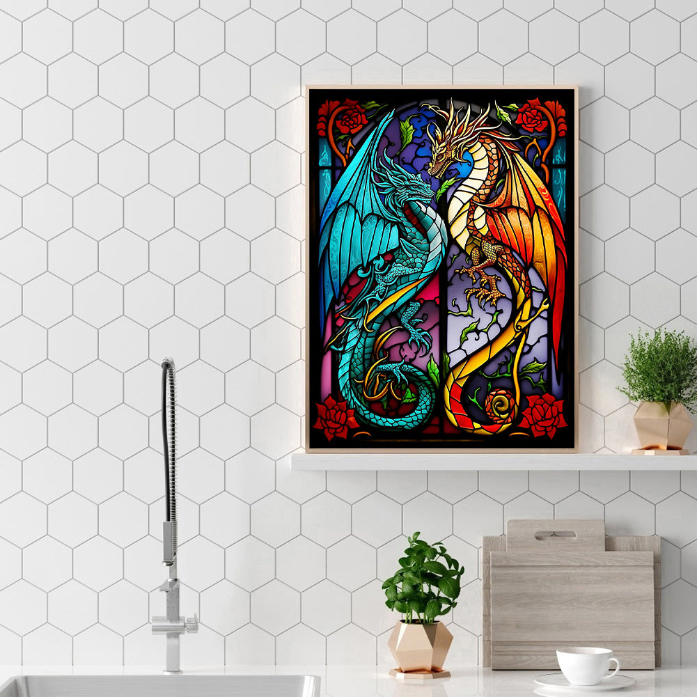 Pterodactyl Glass Painting - Full Round Drill Diamond Painting 30*40CM