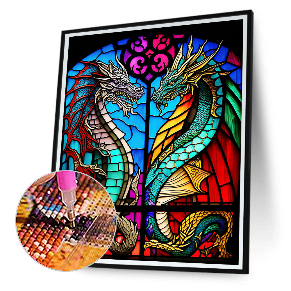 Pterodactyl Glass Painting - Full Round Drill Diamond Painting 30*40CM