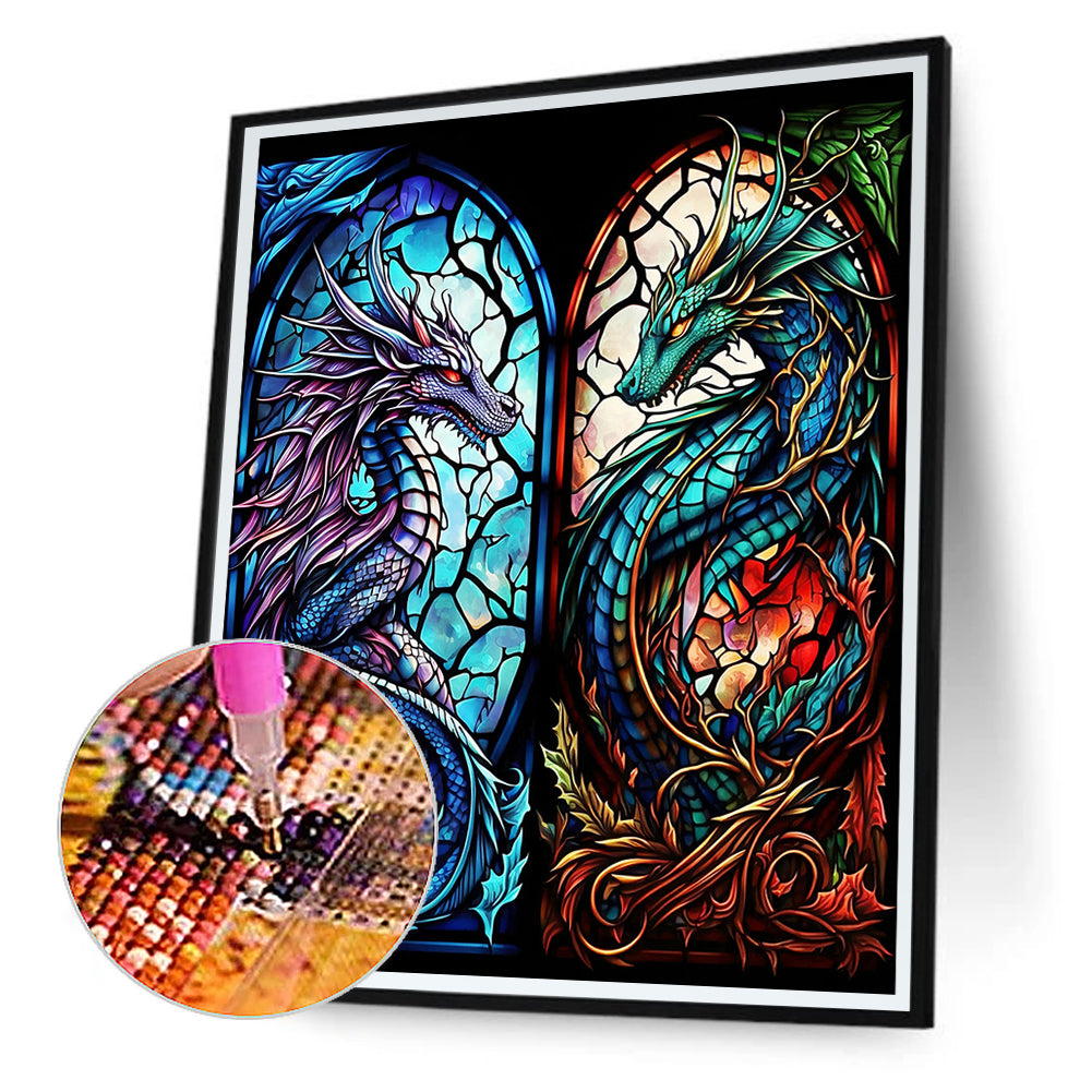 Pterodactyl Glass Painting - Full Round Drill Diamond Painting 30*40CM