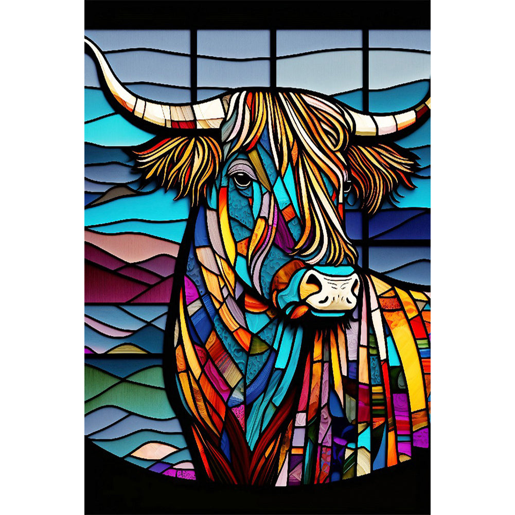 Highland Yak Glass Painting - Full Round Drill Diamond Painting 30*40CM