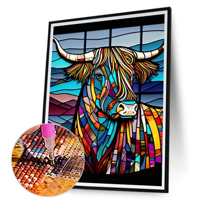 Highland Yak Glass Painting - Full Round Drill Diamond Painting 30*40CM