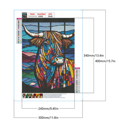 Highland Yak Glass Painting - Full Round Drill Diamond Painting 30*40CM