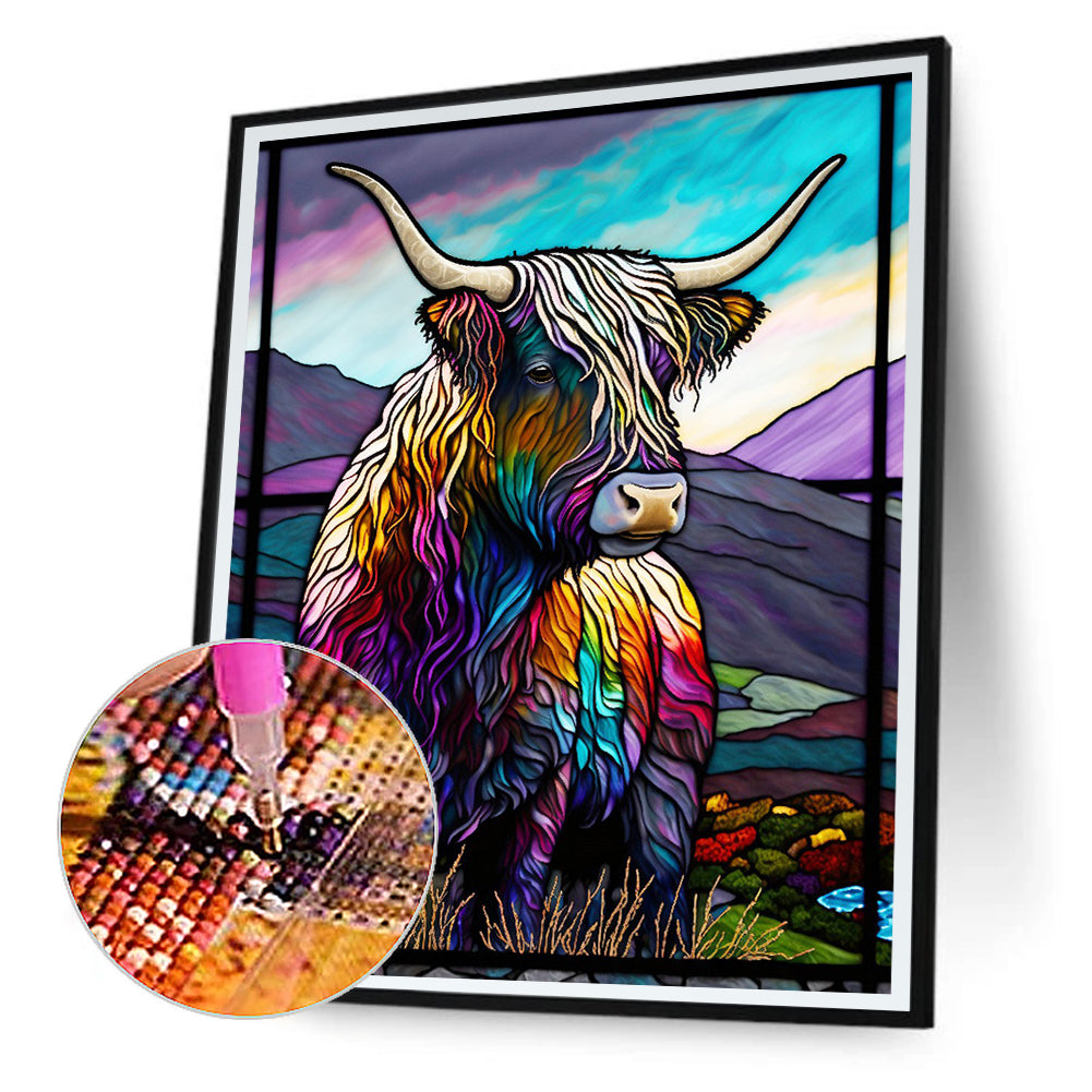 Highland Yak Glass Painting - Full Round Drill Diamond Painting 30*40CM