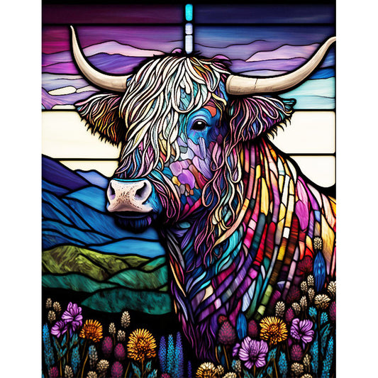 Highland Yak Glass Painting - Full Round Drill Diamond Painting 30*40CM