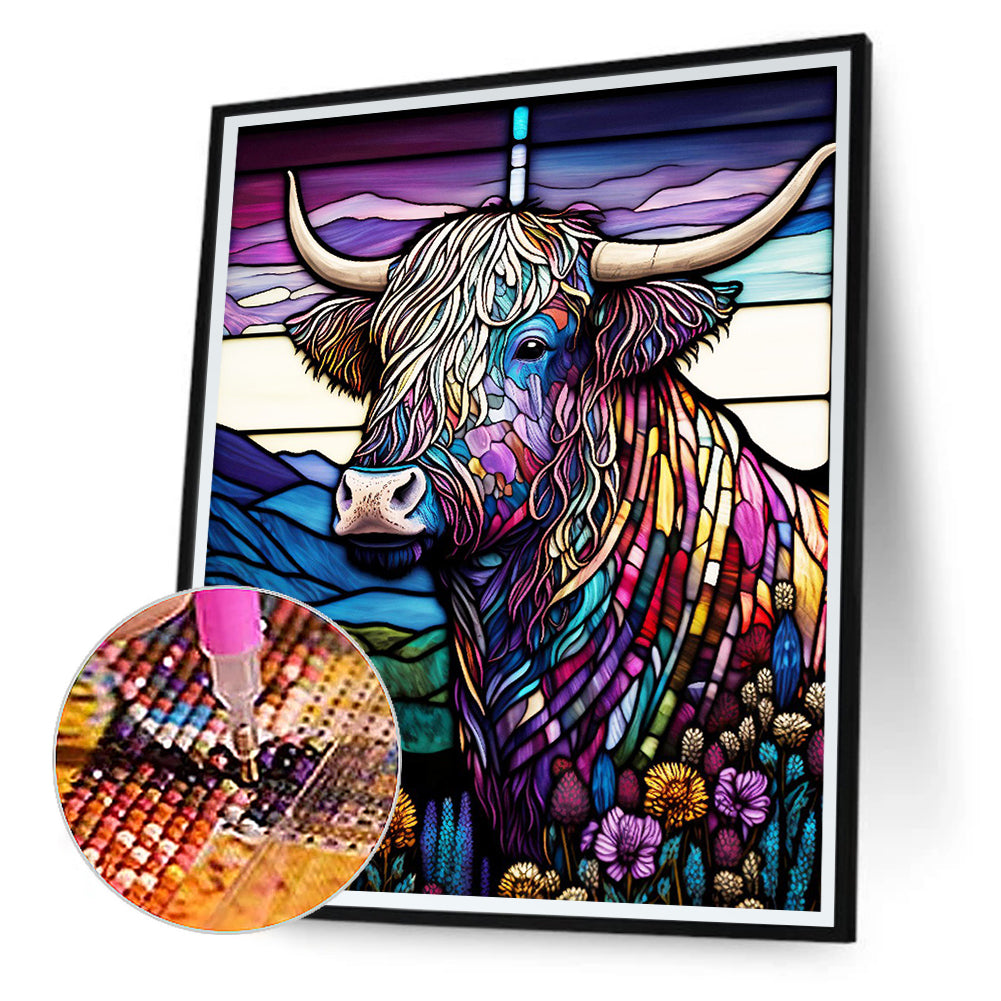 Highland Yak Glass Painting - Full Round Drill Diamond Painting 30*40CM