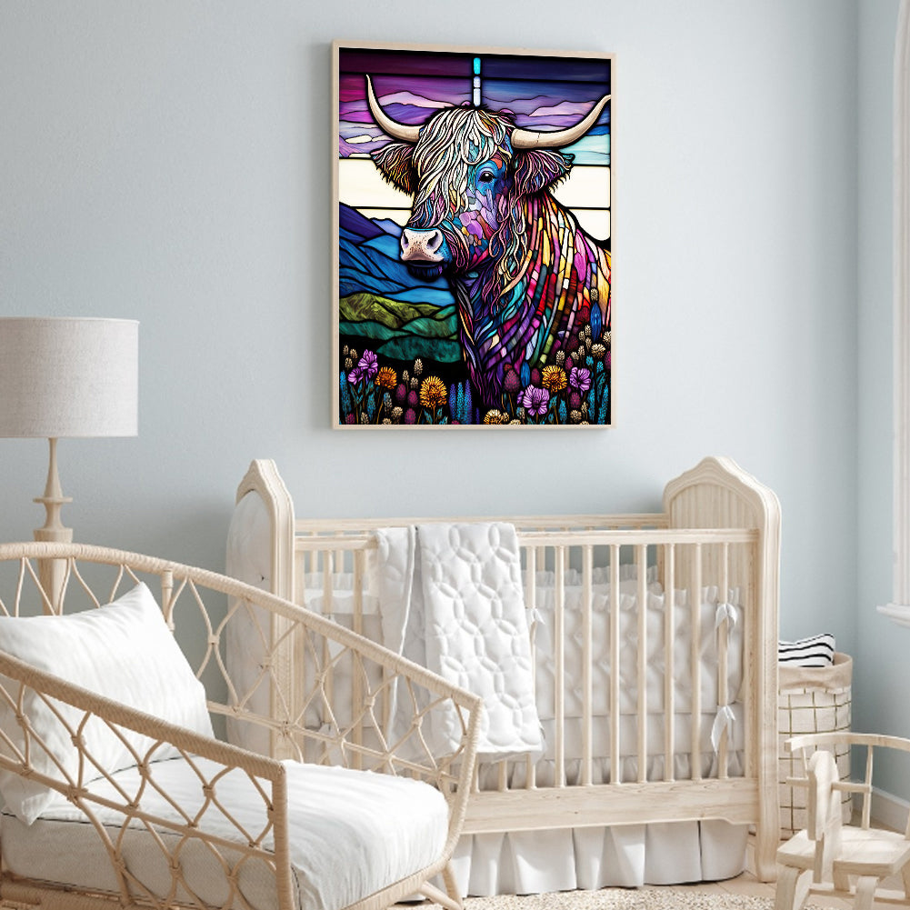 Highland Yak Glass Painting - Full Round Drill Diamond Painting 30*40CM