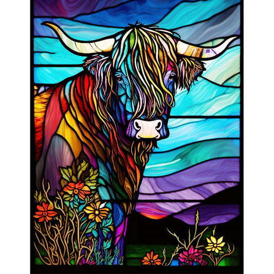 Highland Yak Glass Painting - Full Round Drill Diamond Painting 30*40CM