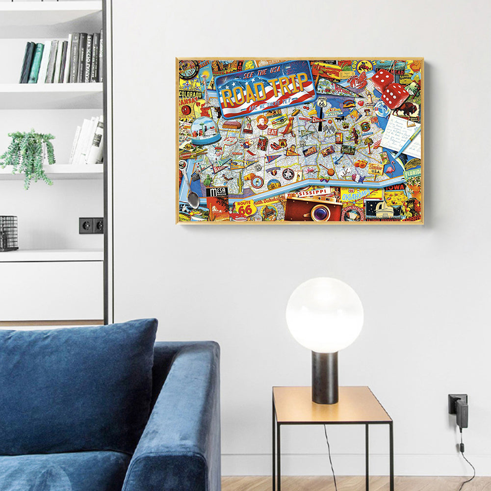 Route Map - Full Round Drill Diamond Painting 40*30CM