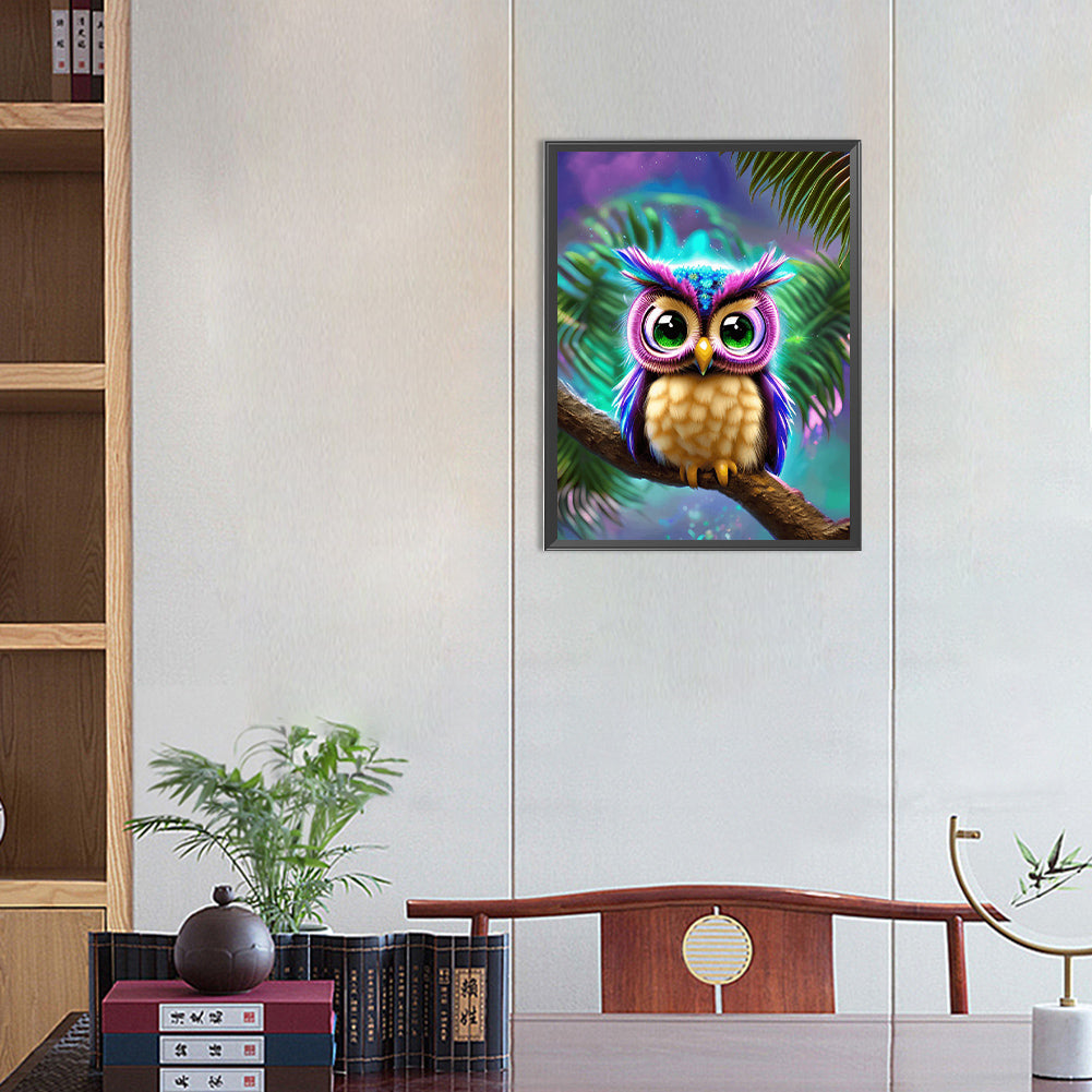 Owl - Full Round Drill Diamond Painting 30*40CM