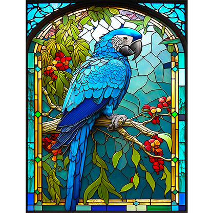 Blue Parrot Glass Painting - Full Round Drill Diamond Painting 30*40CM