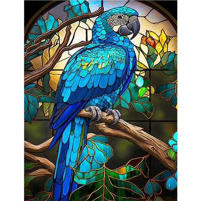 Blue Parrot Glass Painting - Full Round Drill Diamond Painting 30*40CM