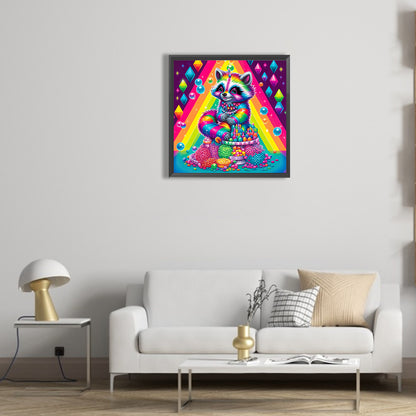 Colored Raccoon - Full Round Drill Diamond Painting 30*30CM