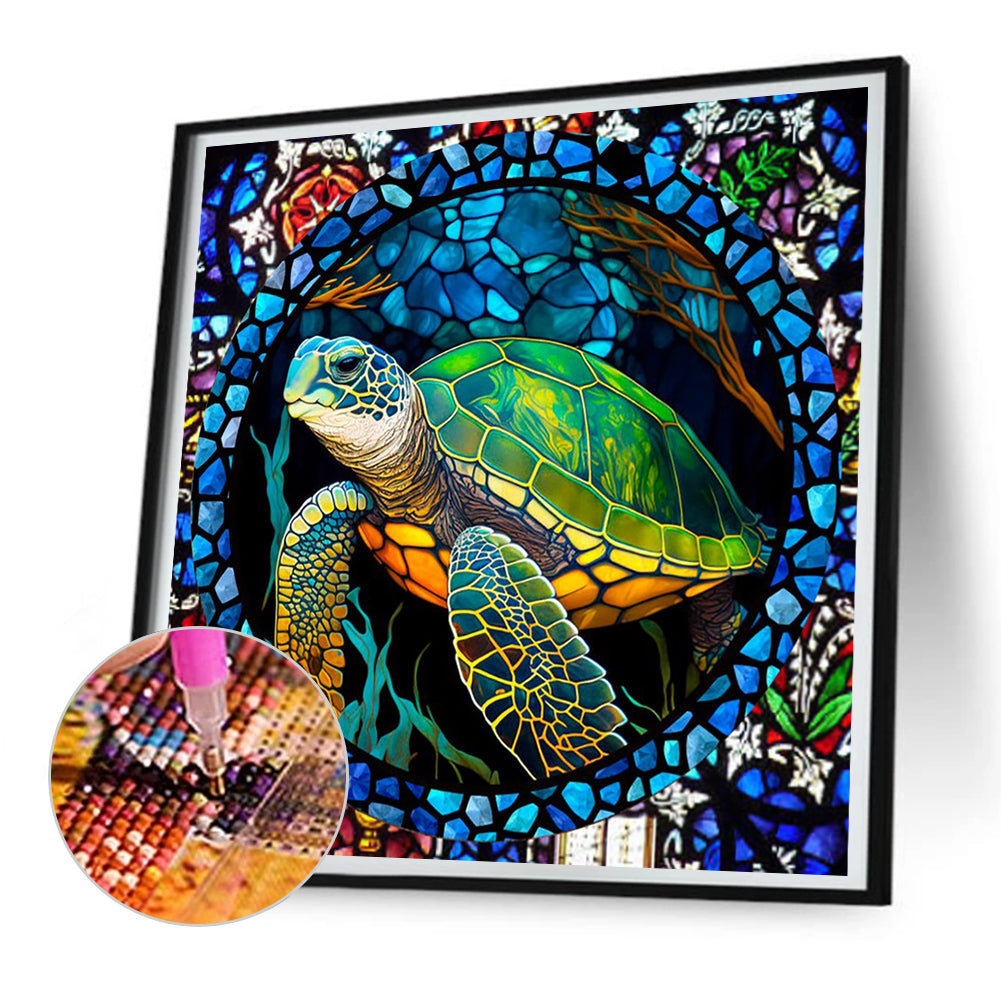 Stained Glass Turtle - Full Round Drill Diamond Painting 30*30CM