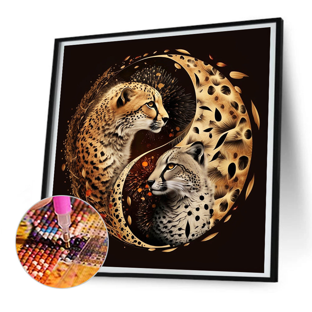 Yin And Yang Bipolar Leopard - Full Round Drill Diamond Painting 30*30CM