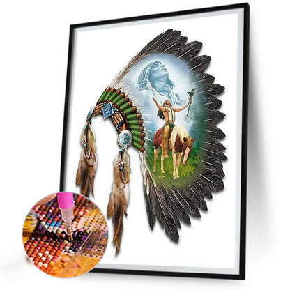 Indian Headdress - Full Square Drill Diamond Painting 30*40CM