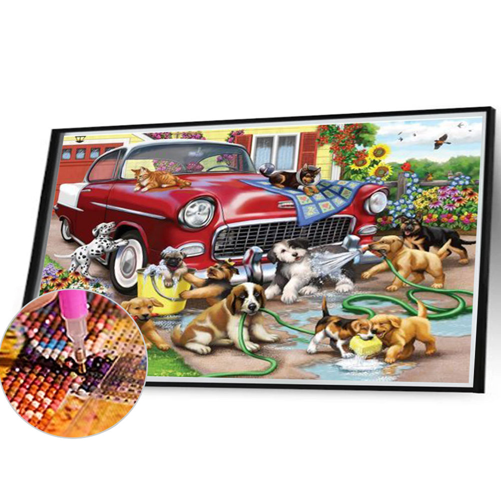 Animals Playing - Full Round Drill Diamond Painting 40*30CM