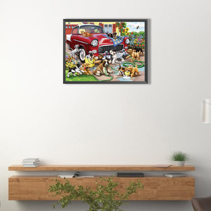 Animals Playing - Full Round Drill Diamond Painting 40*30CM