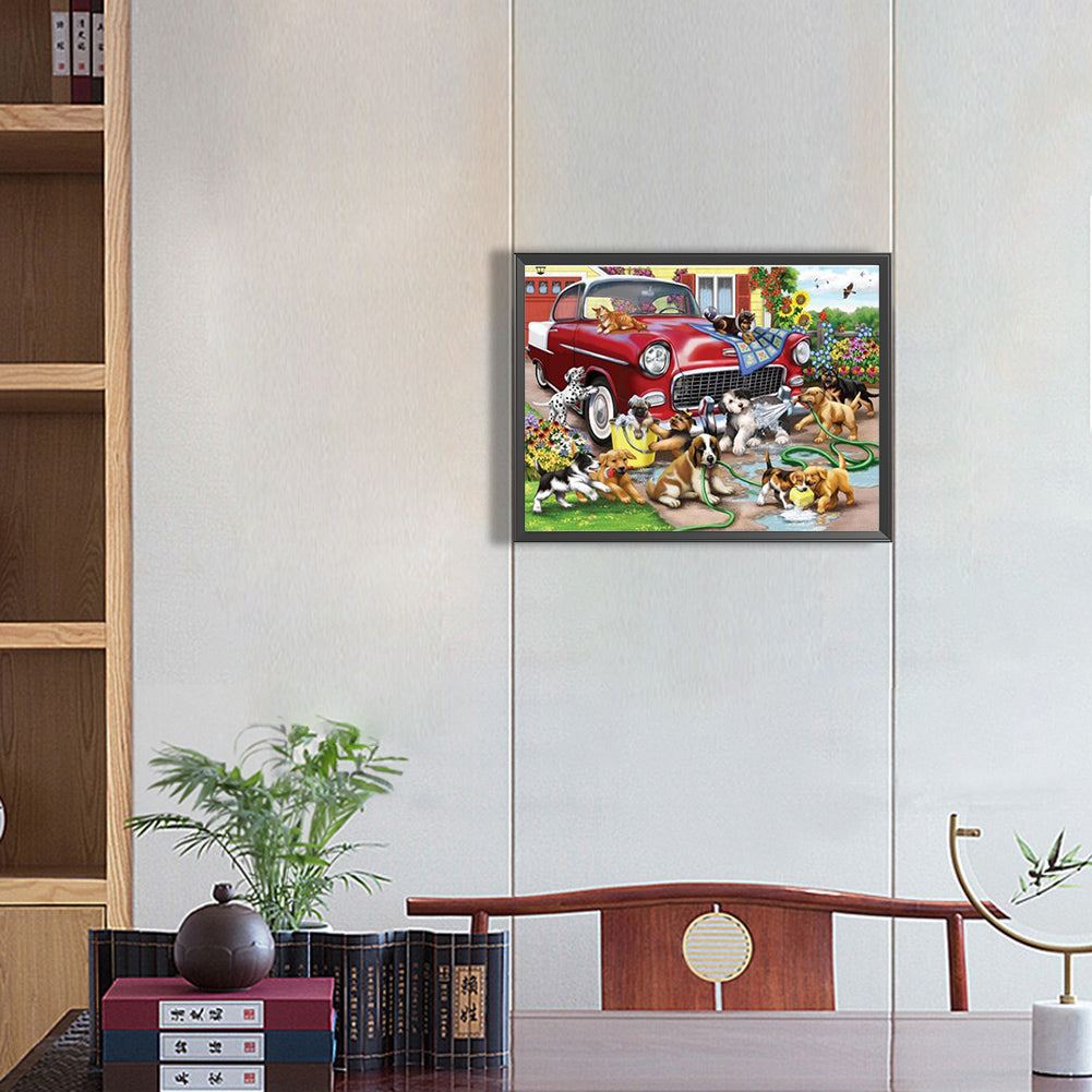 Animals Playing - Full Round Drill Diamond Painting 40*30CM