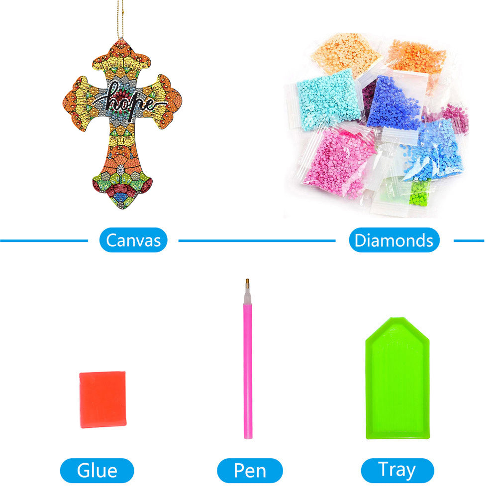 DIY Diamond Painting Keyring Kits Hanging Ornaments 5D Artwork Cross Bag Pendant