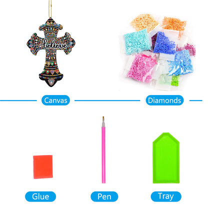 DIY Diamond Painting Keyring Kits Hanging Ornaments 5D Artwork Cross Bag Pendant