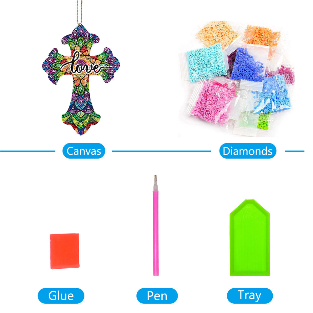 DIY Diamond Painting Keyring Kits Hanging Ornaments 5D Artwork Cross Bag Pendant