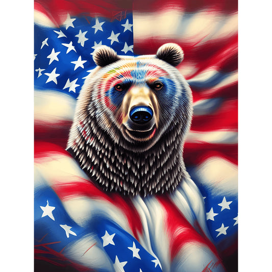 American Flag Animal - Full Round Drill Diamond Painting 30*40CM
