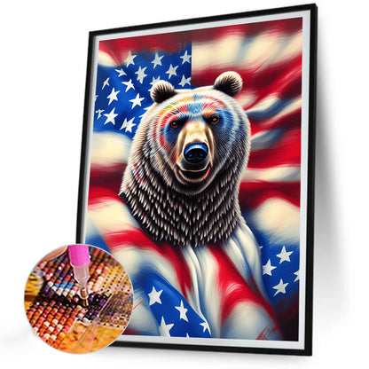 American Flag Animal - Full Round Drill Diamond Painting 30*40CM