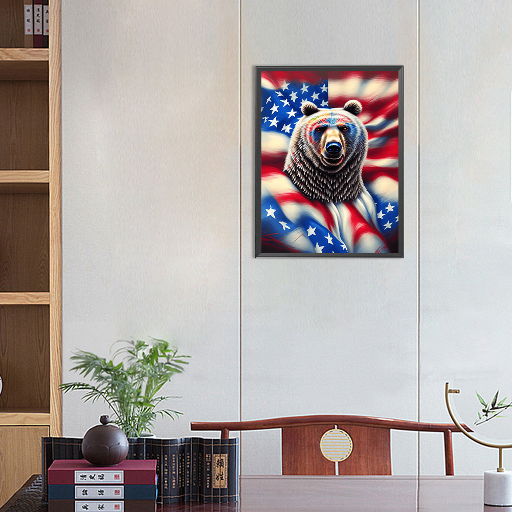 American Flag Animal - Full Round Drill Diamond Painting 30*40CM