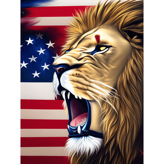 American Flag Animal - Full Round Drill Diamond Painting 30*40CM