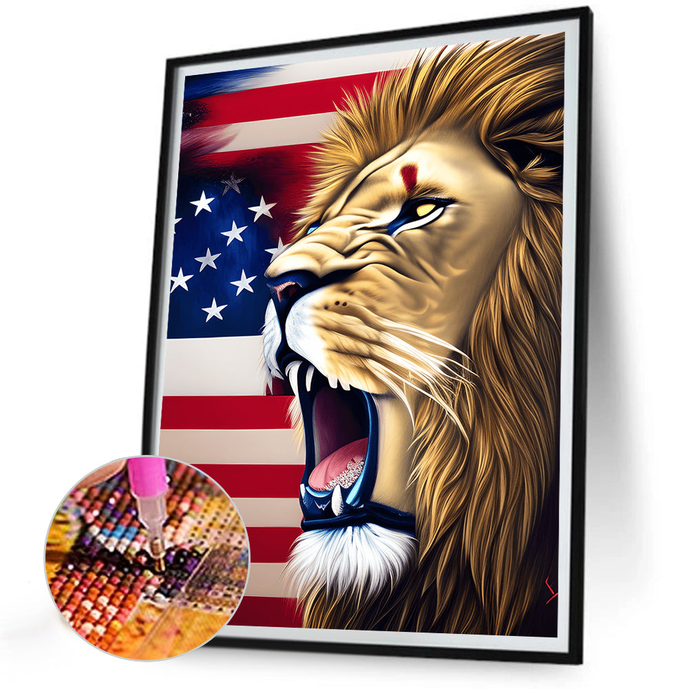 American Flag Animal - Full Round Drill Diamond Painting 30*40CM
