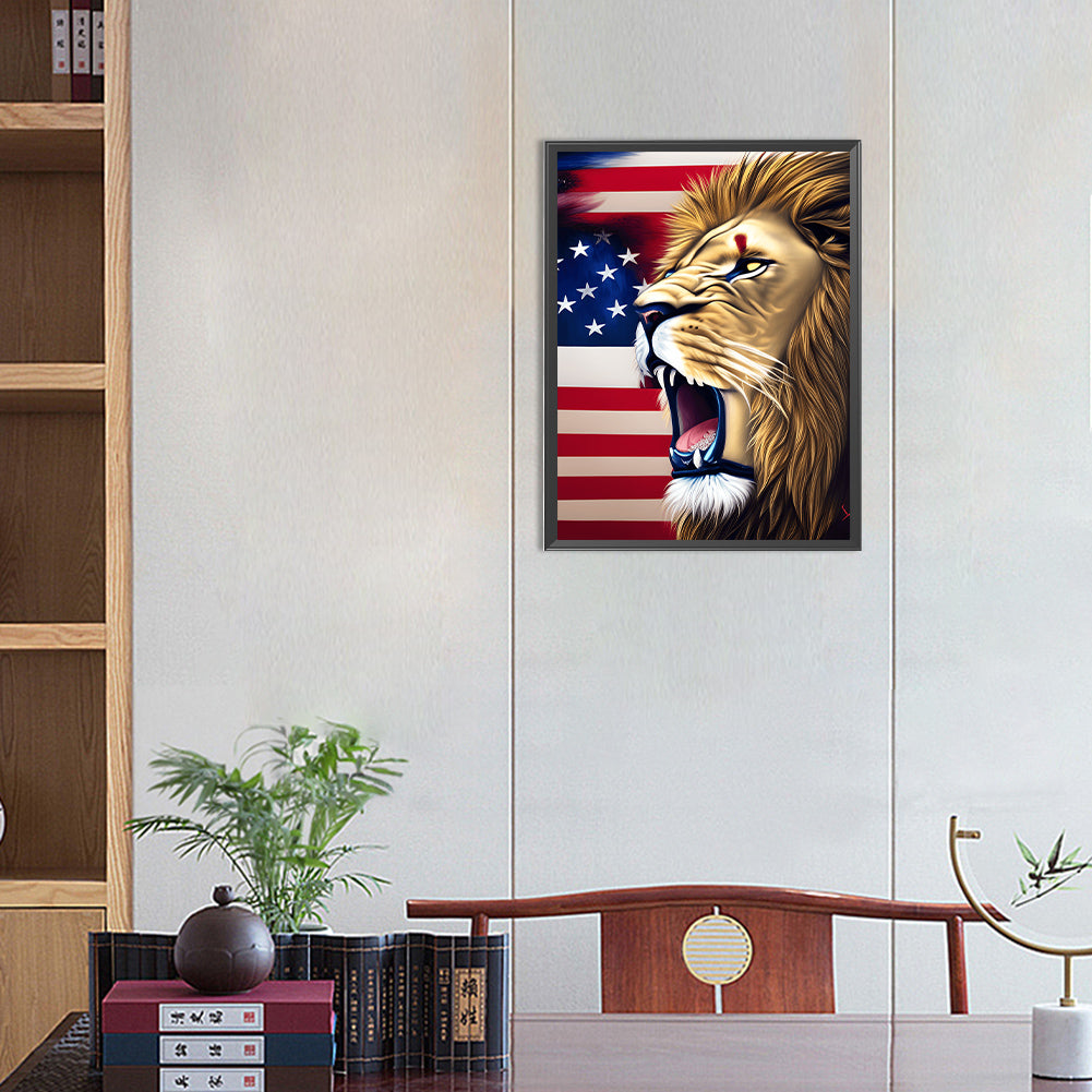 American Flag Animal - Full Round Drill Diamond Painting 30*40CM