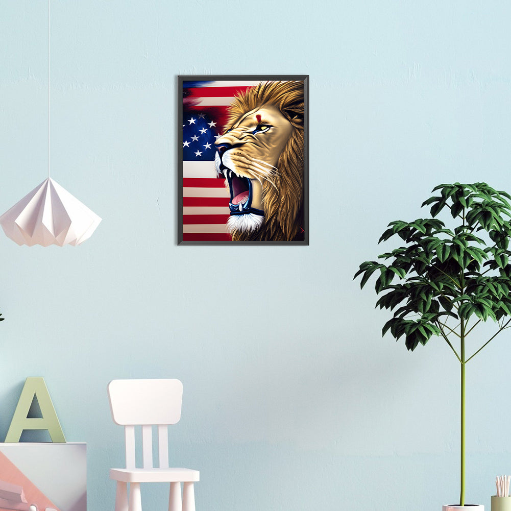 American Flag Animal - Full Round Drill Diamond Painting 30*40CM