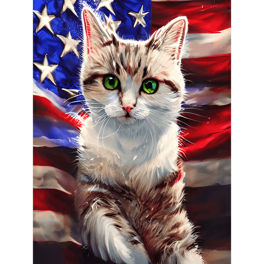 American Flag Animal - Full Round Drill Diamond Painting 30*40CM