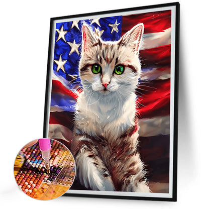 American Flag Animal - Full Round Drill Diamond Painting 30*40CM