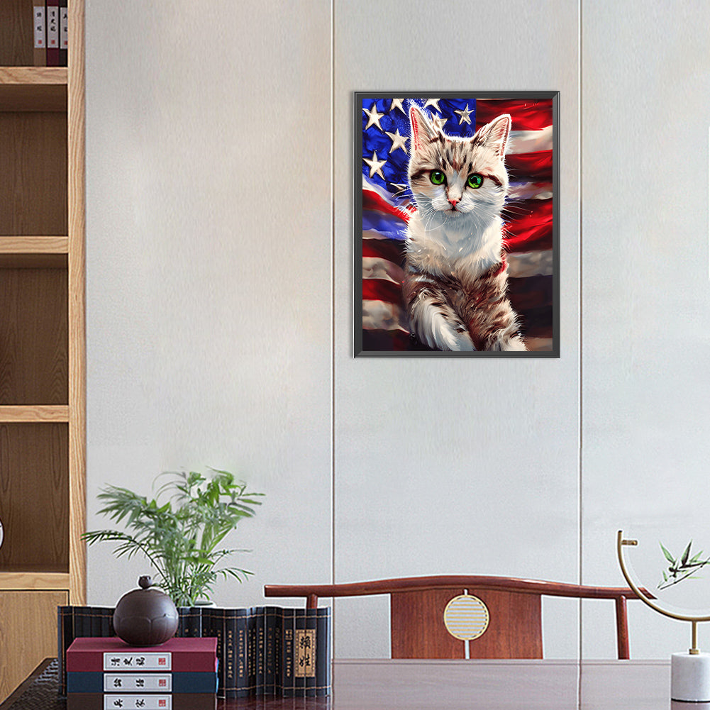 American Flag Animal - Full Round Drill Diamond Painting 30*40CM