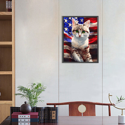 American Flag Animal - Full Round Drill Diamond Painting 30*40CM