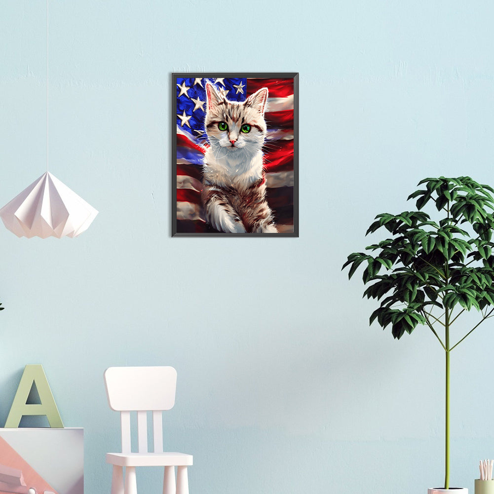 American Flag Animal - Full Round Drill Diamond Painting 30*40CM
