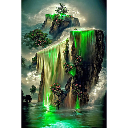 Fantasy Green Waterfall - Full Round Drill Diamond Painting 40*60CM