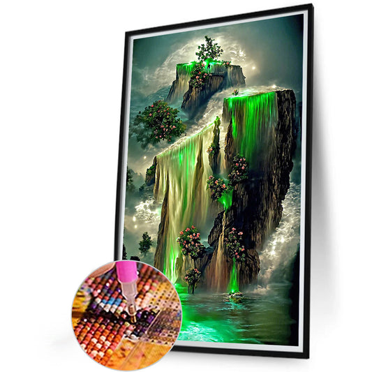 Fantasy Green Waterfall - Full Round Drill Diamond Painting 40*60CM