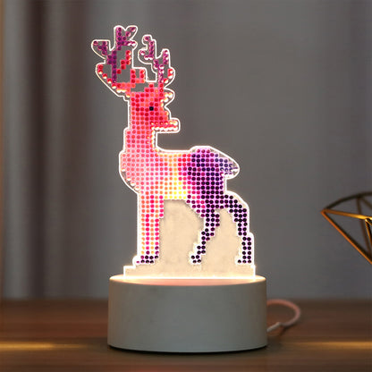 DIY Diamond Painting LED Night Light Cross Stitch Pink Christmas Gift Home Decor