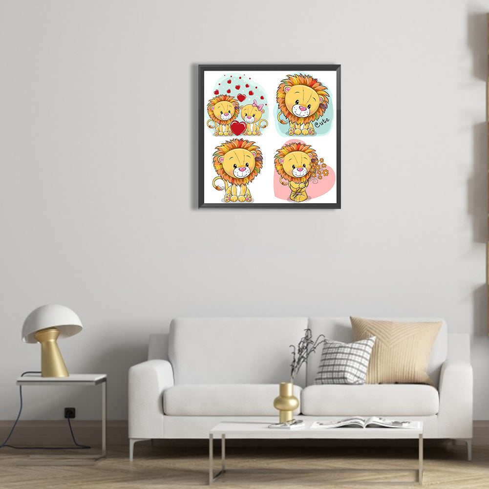 Cartoon Little Lion - Full Round Drill Diamond Painting 30*30CM