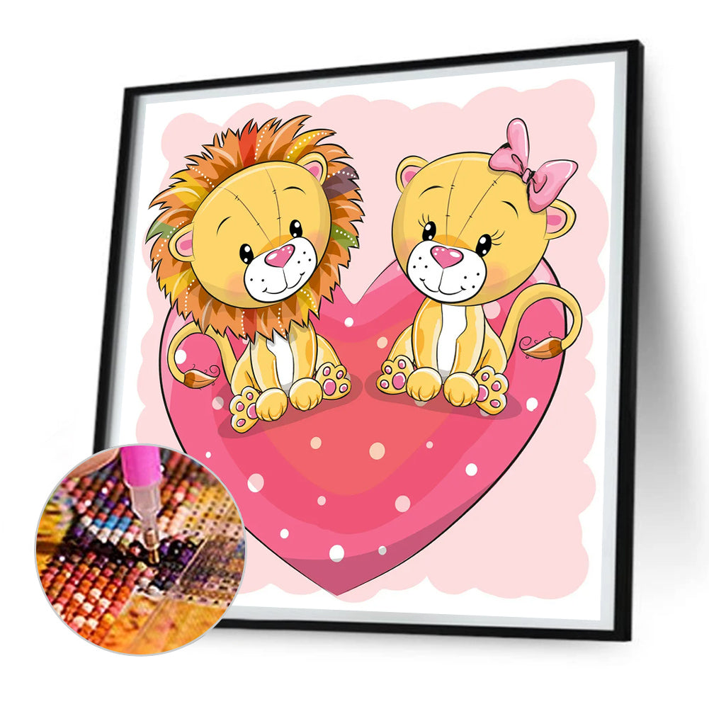 Love Lion - Full Round Drill Diamond Painting 30*30CM
