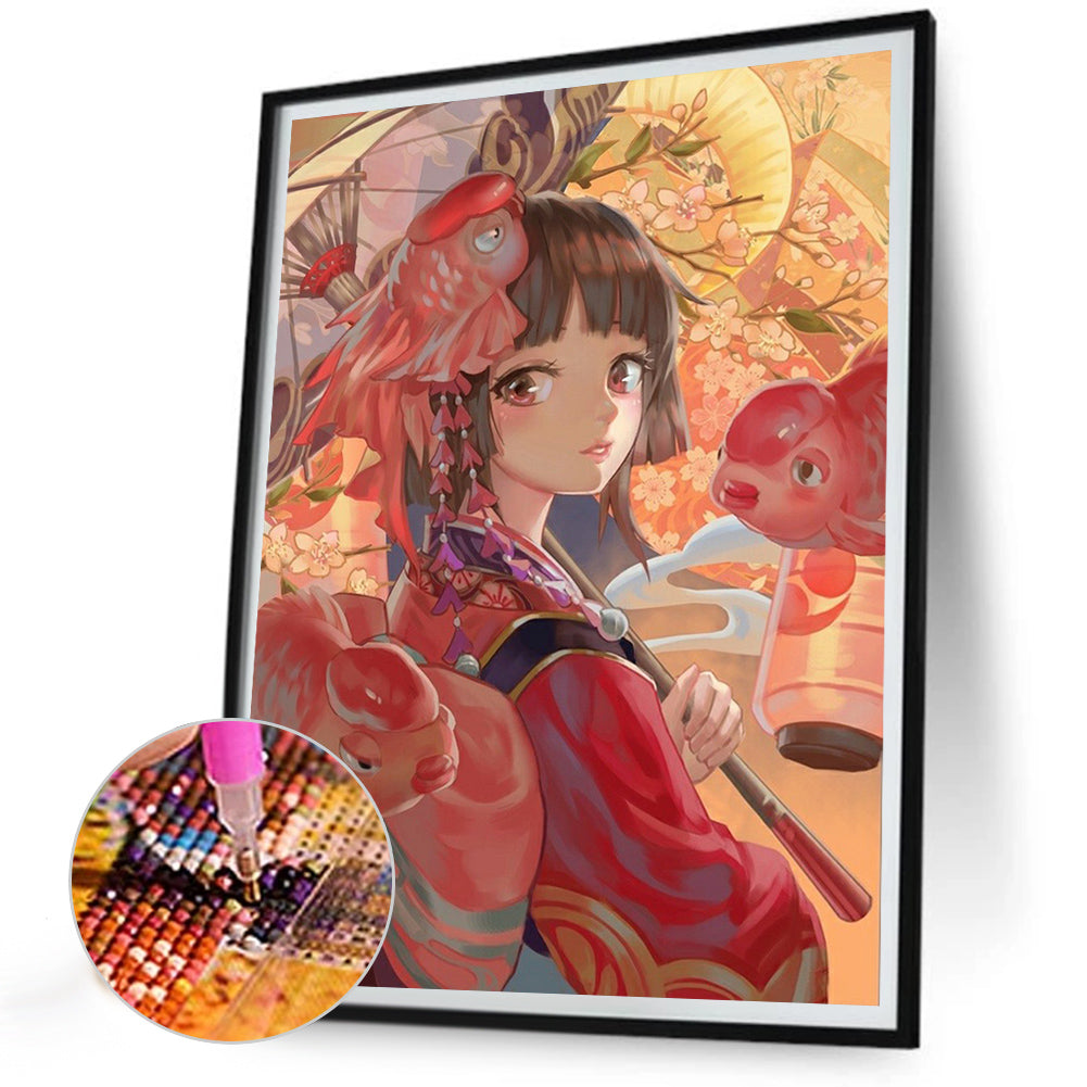 Cartoon Girl - Full Round Drill Diamond Painting 30*40CM