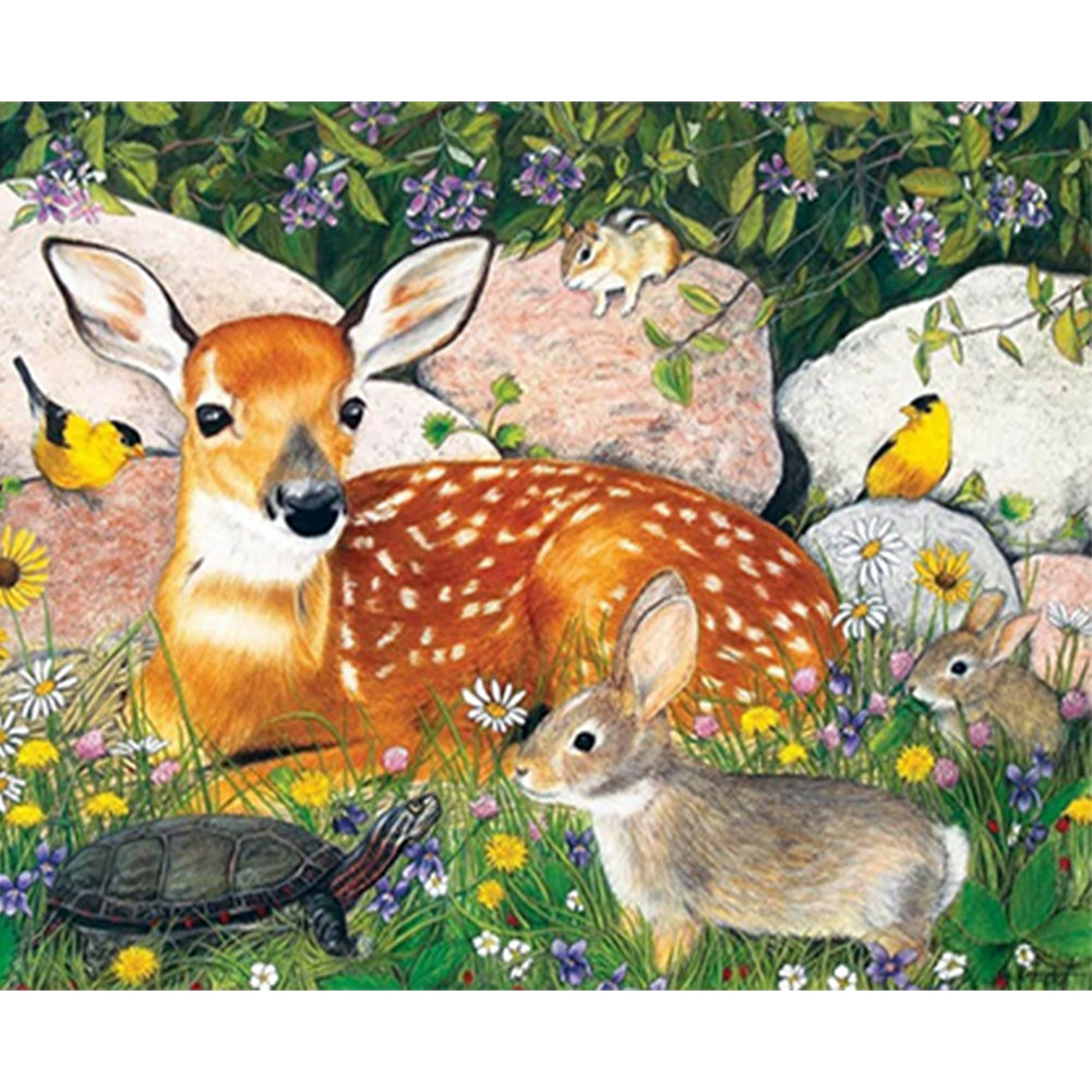 Deer - Full Round Drill Diamond Painting 50*40CM