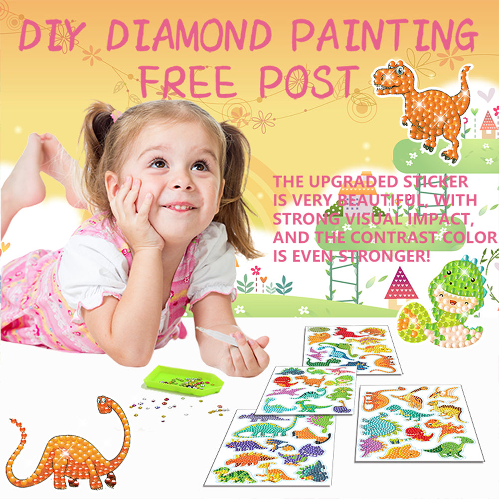 4pcs Diamond Painting Stickers Abstract 5D Gem Sticker Arts Crafts DIY Toys Kits