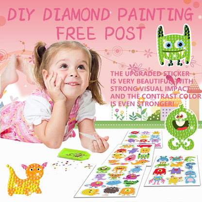 4pcs Diamond Painting Stickers Abstract 5D Gem Sticker Arts Crafts DIY Toys Kits