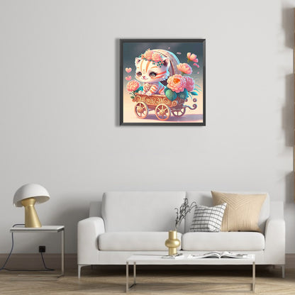 Flower And White Tiger - Full Round Drill Diamond Painting 30*30CM