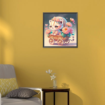 Flower And White Tiger - Full Round Drill Diamond Painting 30*30CM