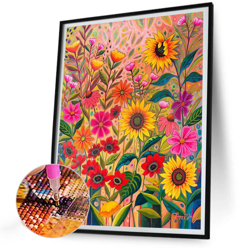 Sunflower Bush - Full Round Drill Diamond Painting 30*40CM